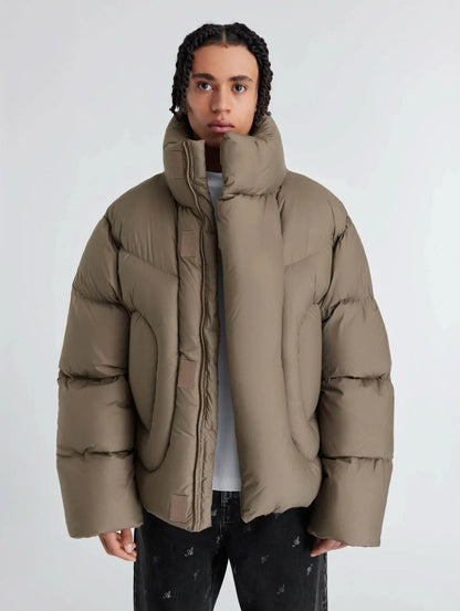 Green Roll Neck Puffer Jacket