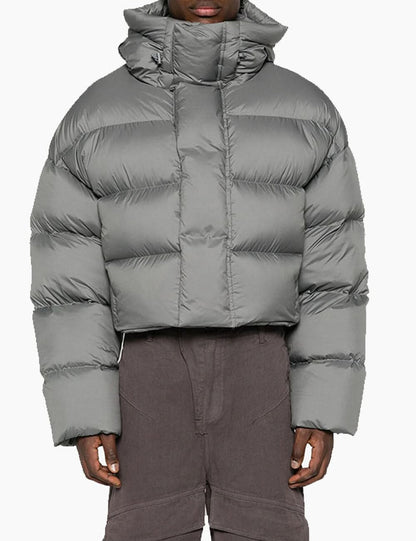 Gray high-neck down jacket