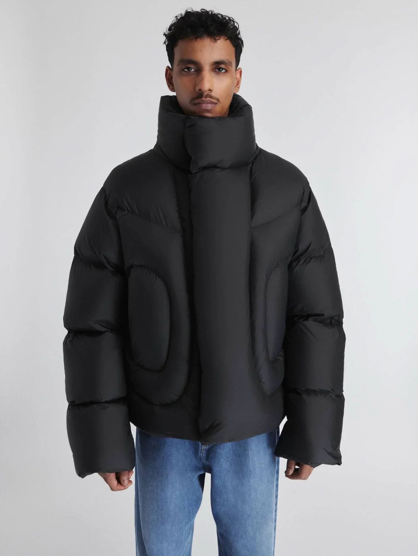 Black Roll Neck Puffer Jacket