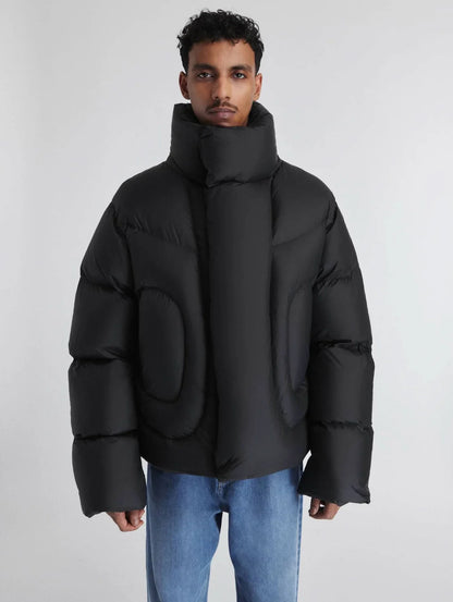 Black Roll Neck Puffer Jacket