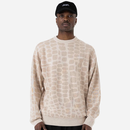 CROCO KNIT CREWNECK - BEIGE